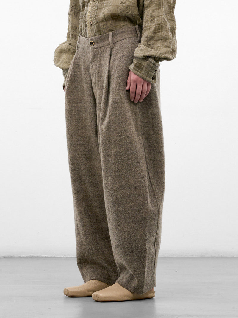 Tan Pleated Wide Leg Trousers (UM3521-TAN)