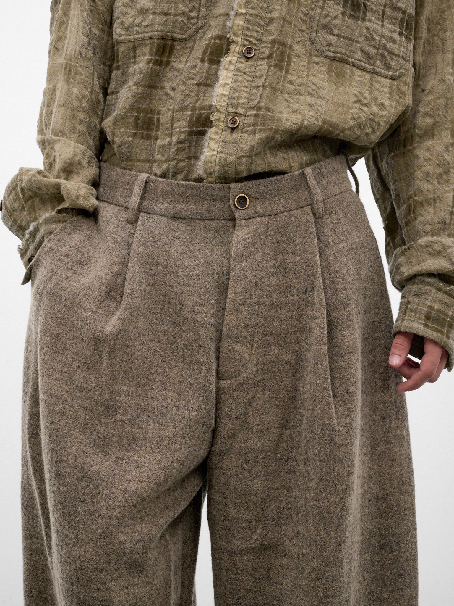 Tan Pleated Wide Leg Trousers (UM3521-TAN)