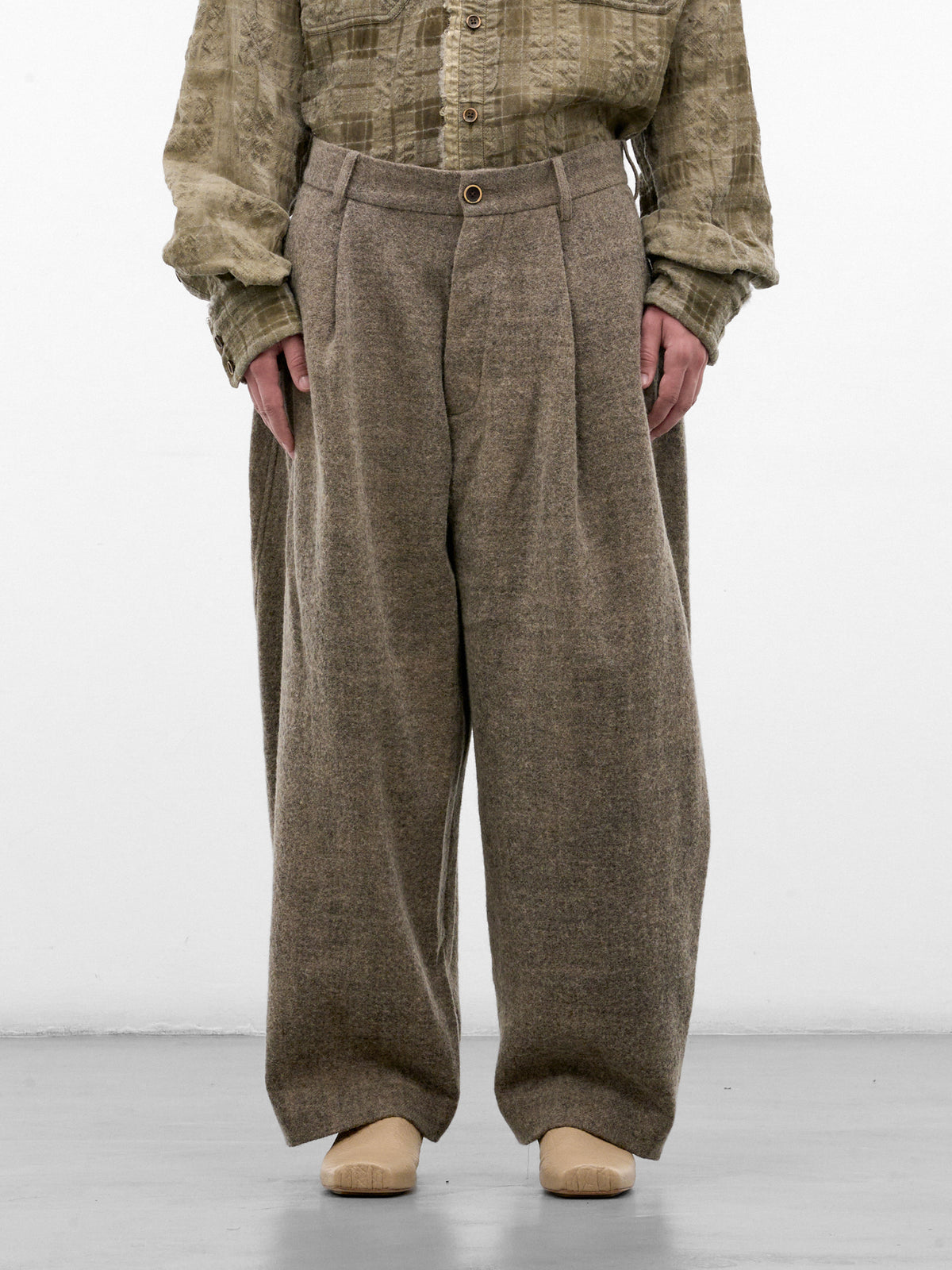Tan Pleated Wide Leg Trousers (UM3521-TAN)