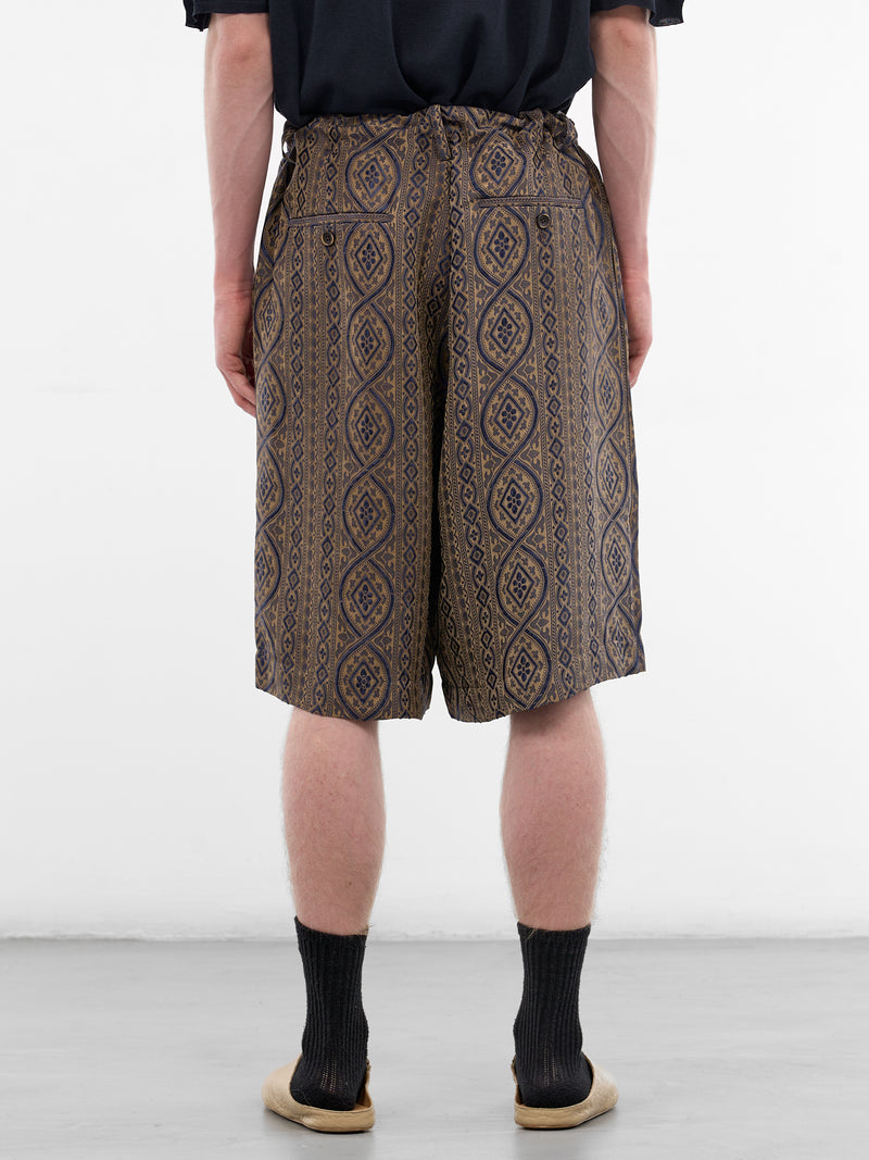Blue Graphic Relaxed Pallor Shorts (UM3521-UW032-BLUE-TAN)