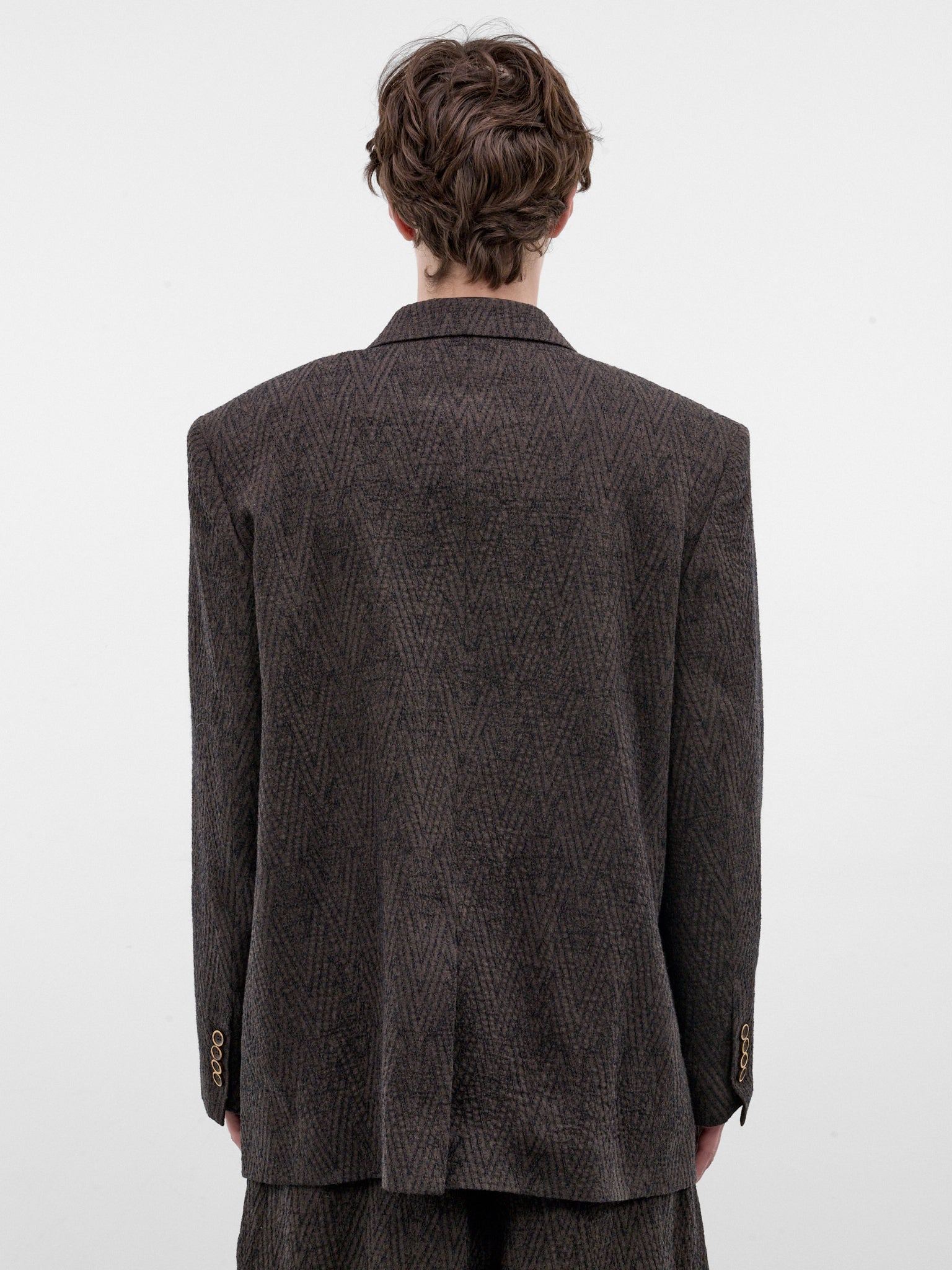 Brown Wool Boxy Tailored Blazer (UM6527-BROWN-BLUE)