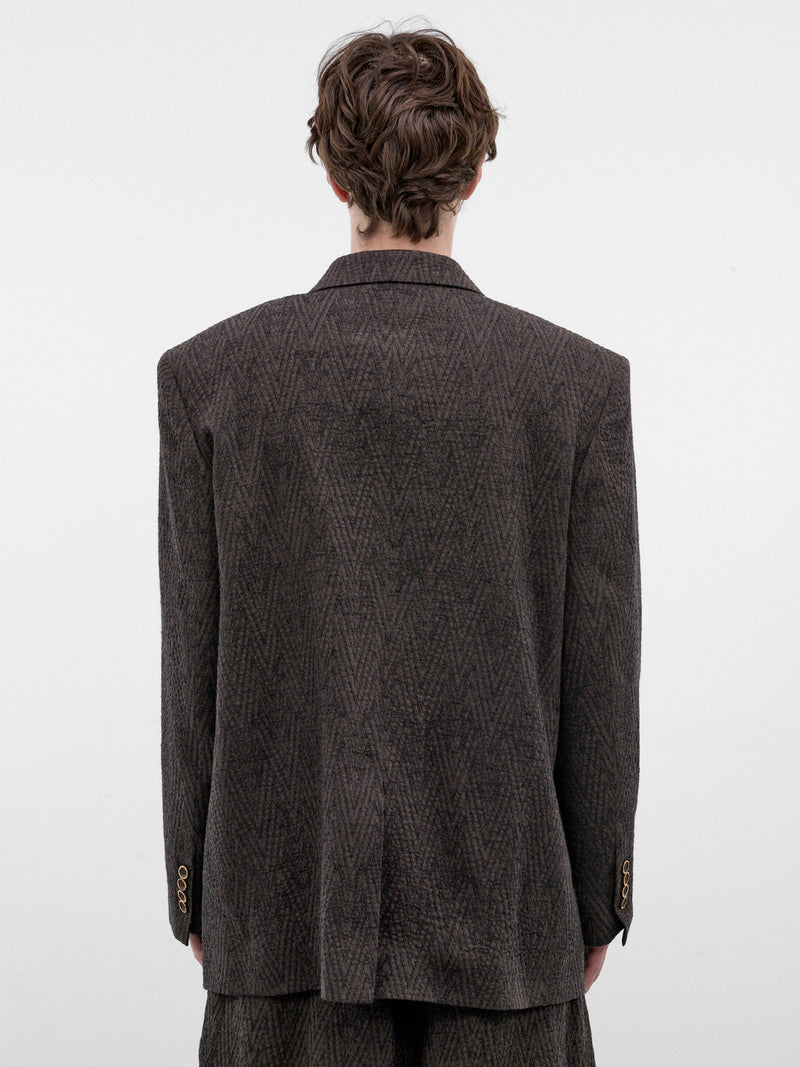 Brown Wool Boxy Tailored Blazer (UM6527-BROWN-BLUE)