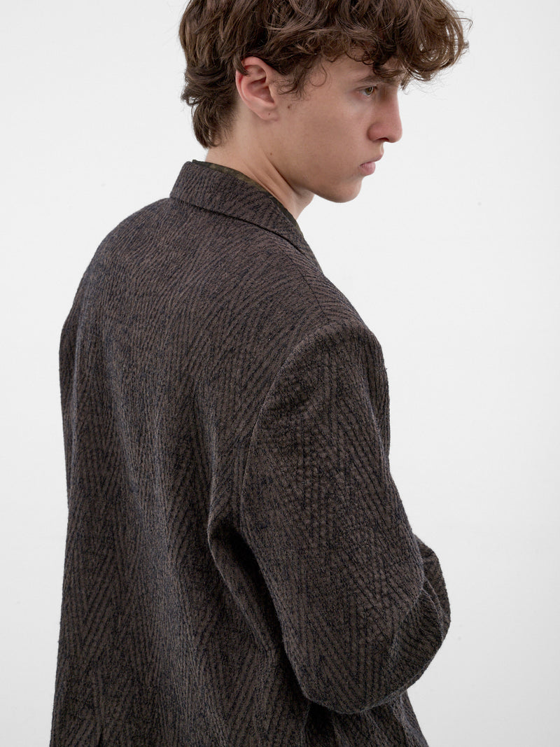Brown Wool Boxy Tailored Blazer (UM6527-BROWN-BLUE)