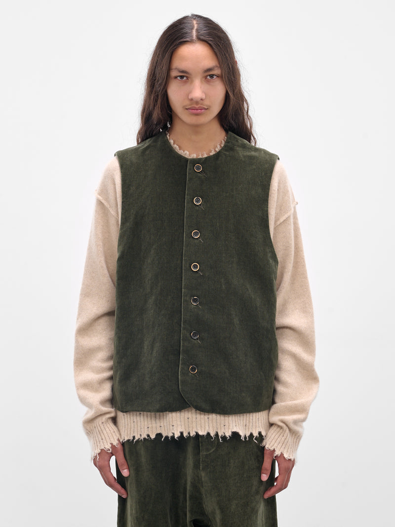 Green 'Jog' Sleevelesss Velvet Vest (UM6527-UW490-DARK-GREEN)