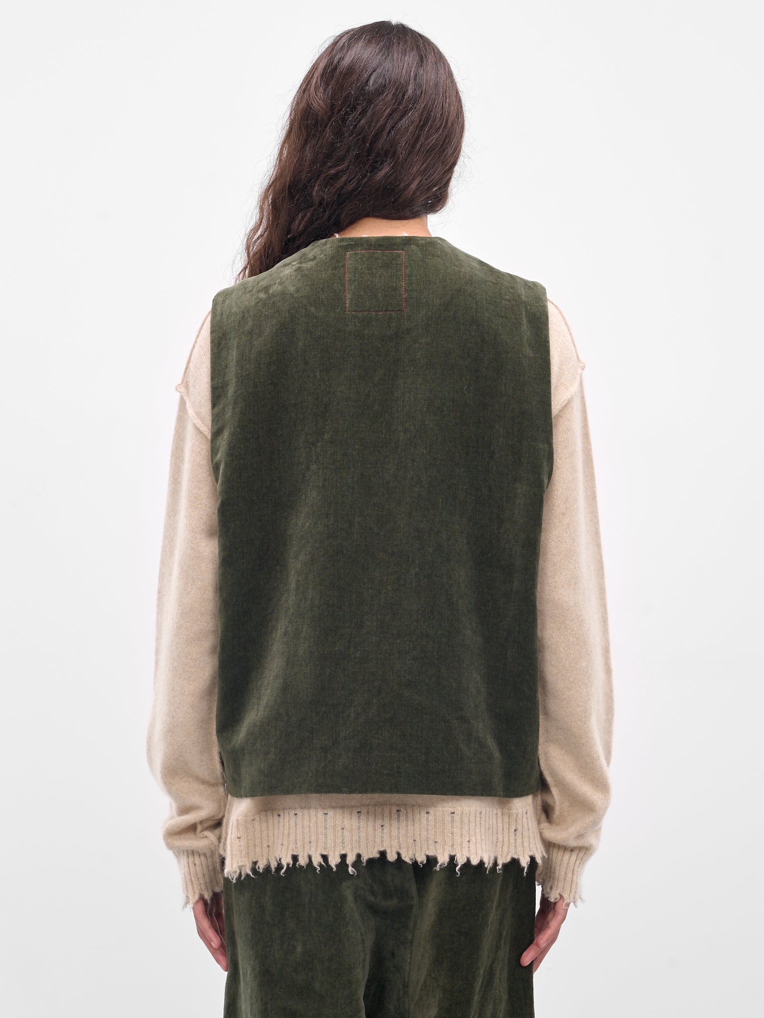 Green 'Jog' Sleevelesss Velvet Vest (UM6527-UW490-DARK-GREEN)