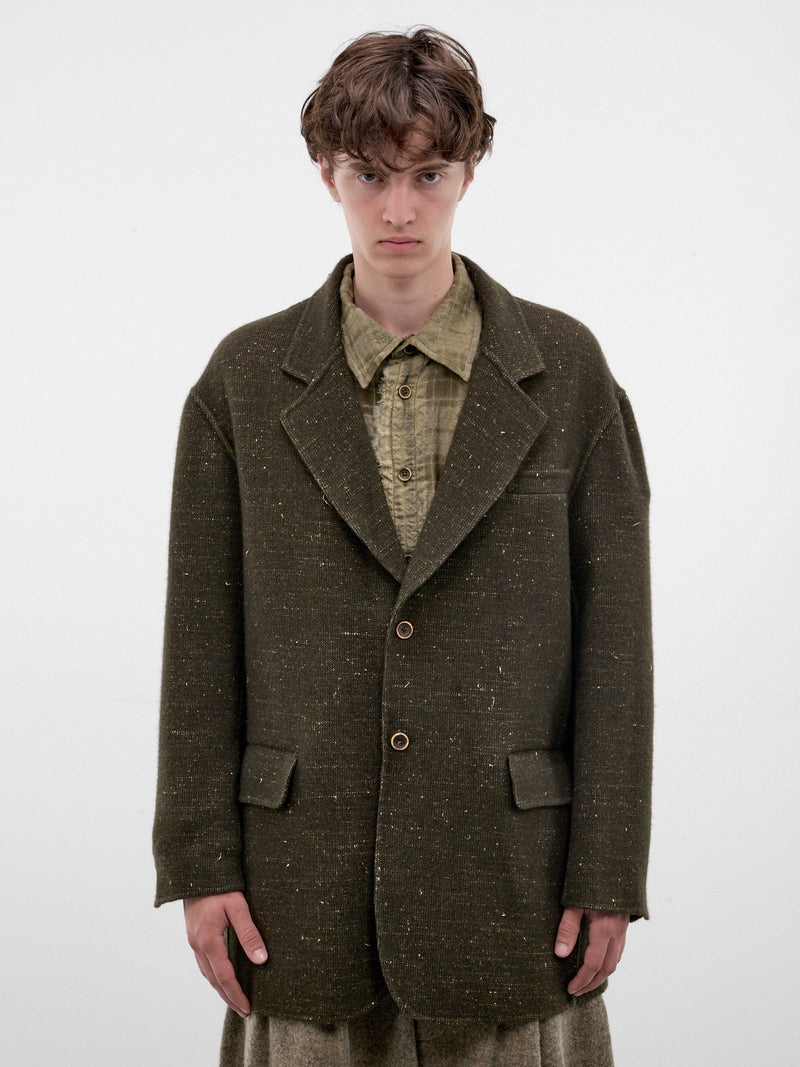 Green Cashmere Relaxed Blazer (UM6529-DARK-GREEN)