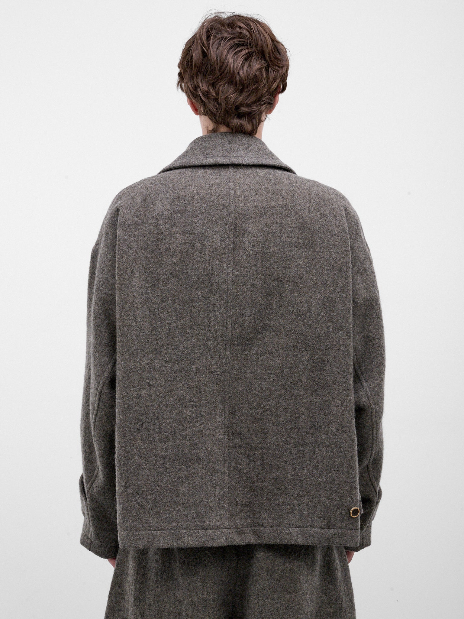 Gray Wool Cropped Boxy Jacket (UM6542-GREY)