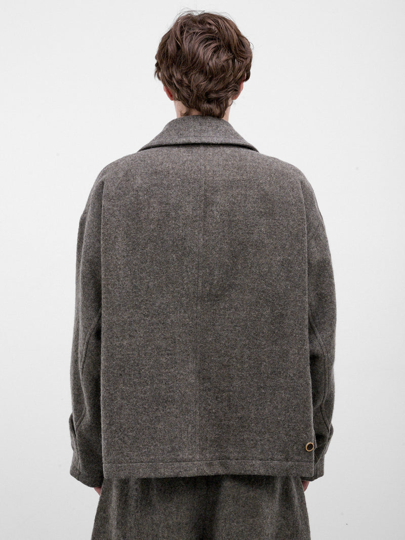 Gray Wool Cropped Boxy Jacket (UM6542-GREY)