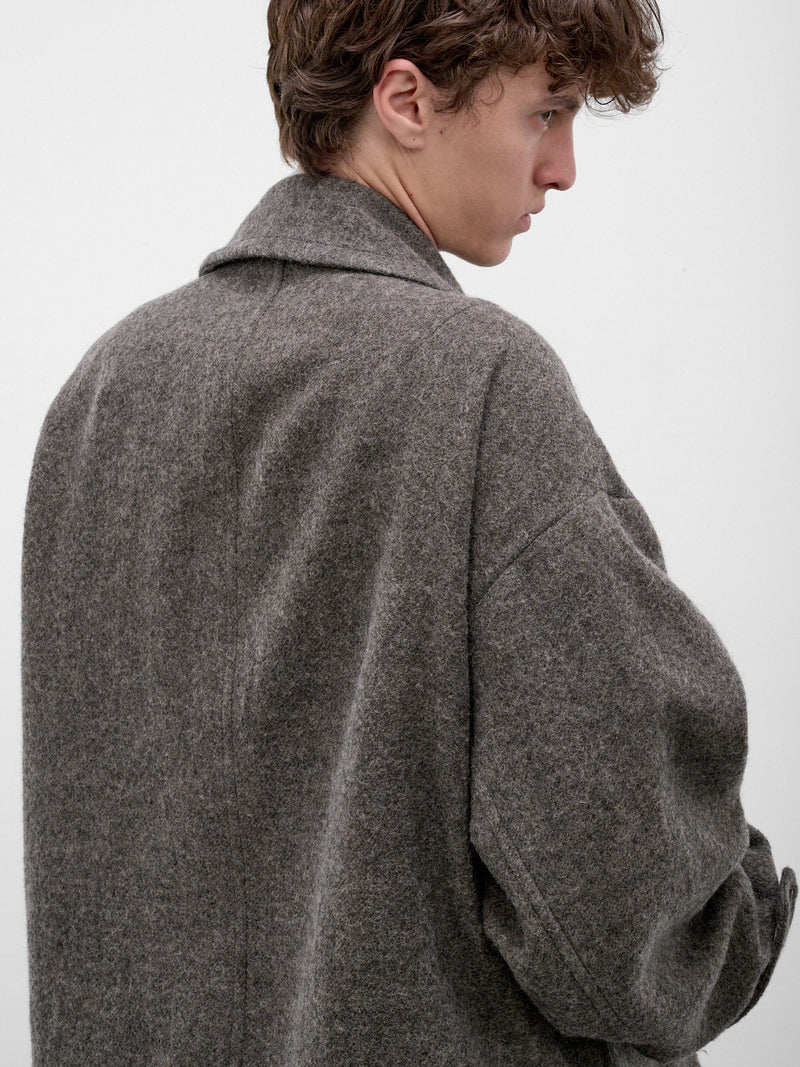 Gray Wool Cropped Boxy Jacket (UM6542-GREY)