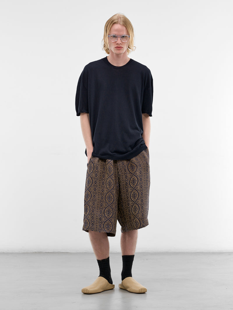 Blue Graphic Relaxed Pallor Shorts (UM3521-UW032-BLUE-TAN)