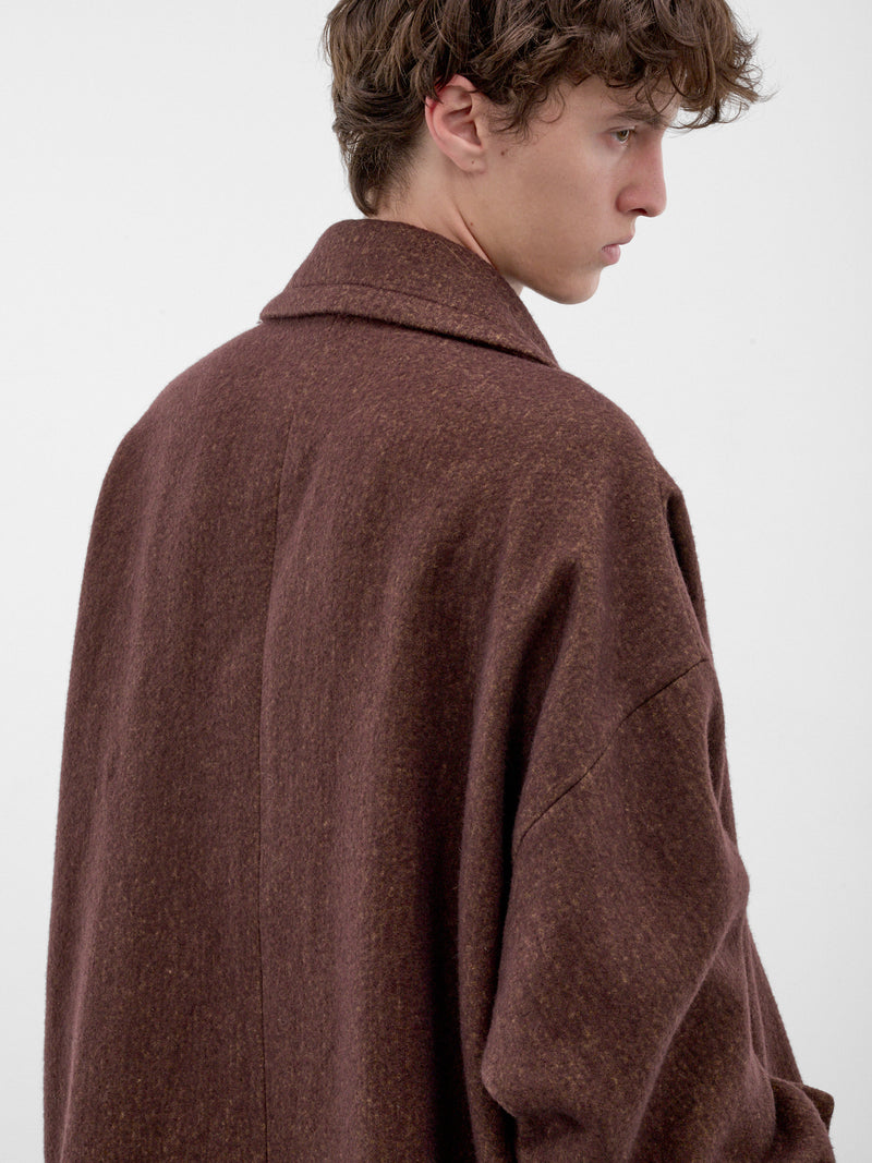 Red Angora-Wool Relaxed Coat (UM8506-DARK-RED-MUSTARD)