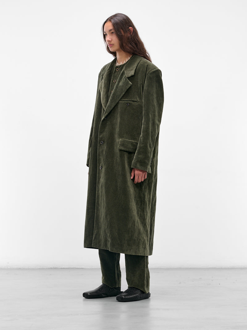 Green Velvet 'Celia' Coat (UM8511-UW490-DARK-GREEN)