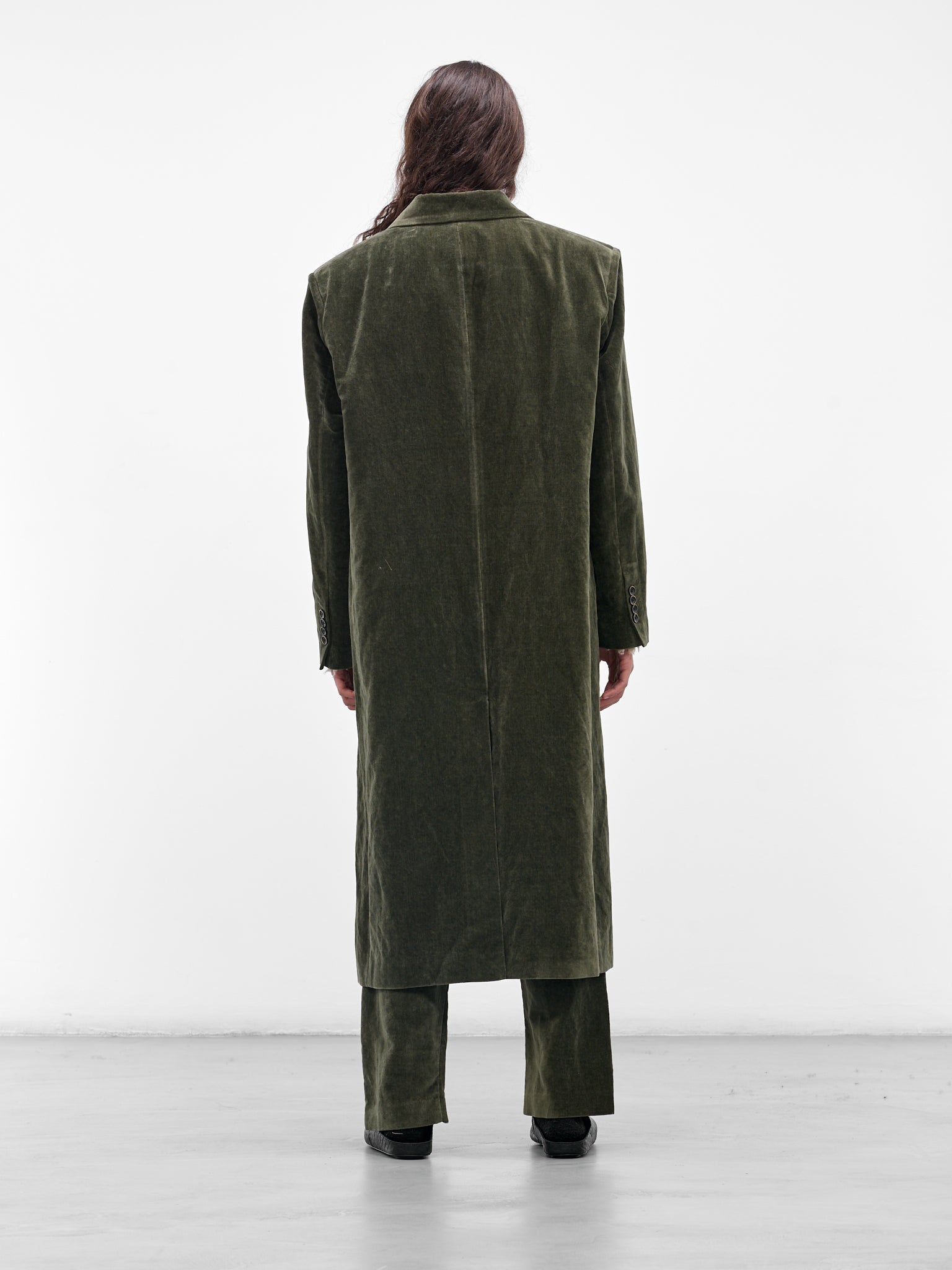 Green Velvet 'Celia' Coat (UM8511-UW490-DARK-GREEN)
