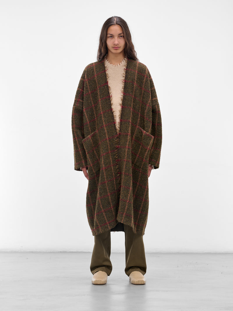 Green 'Caleb' Plaid Wool Coat (UM8516-UW472-GREEN-RED-TAN)