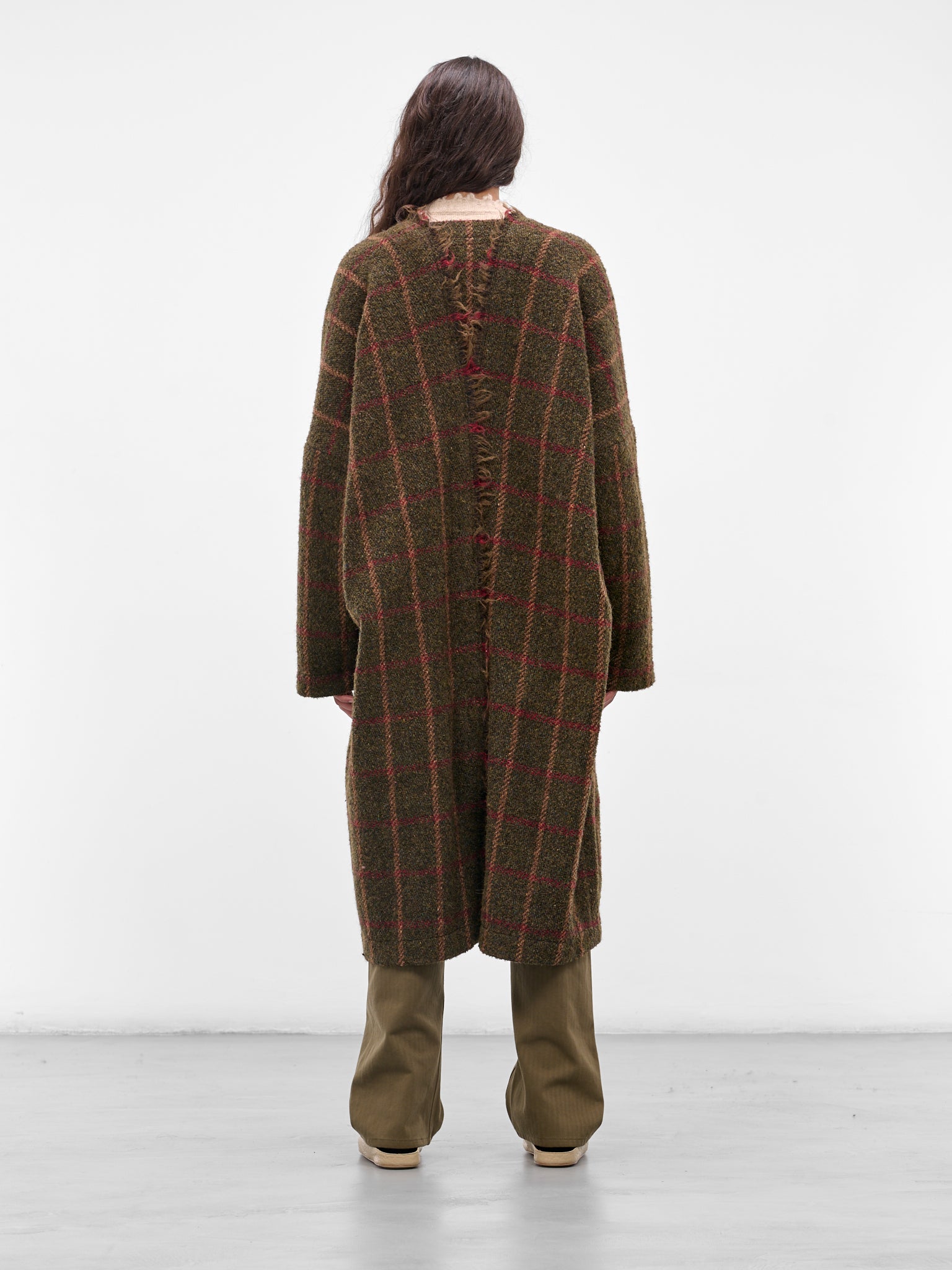 Green 'Caleb' Plaid Wool Coat (UM8516-UW472-GREEN-RED-TAN)