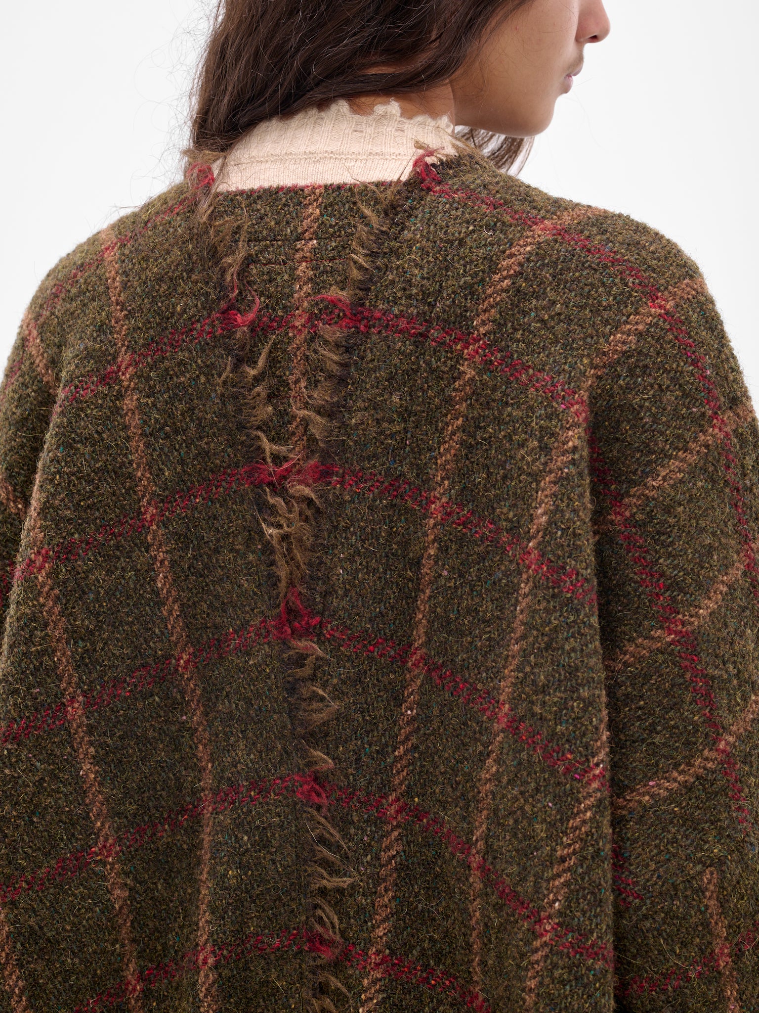 Green 'Caleb' Plaid Wool Coat (UM8516-UW472-GREEN-RED-TAN)