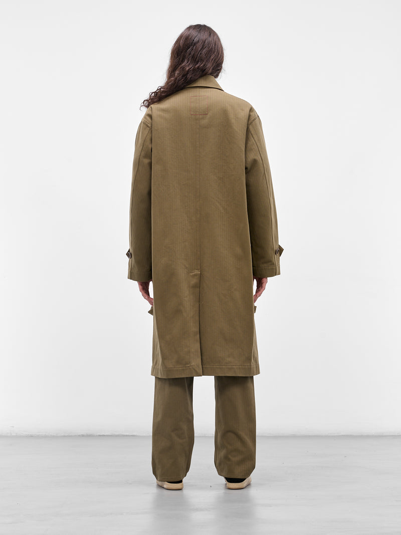 Green Striped Pocket 'Coolly' Coat (UM8523-UW480-ARMY-GREEN)