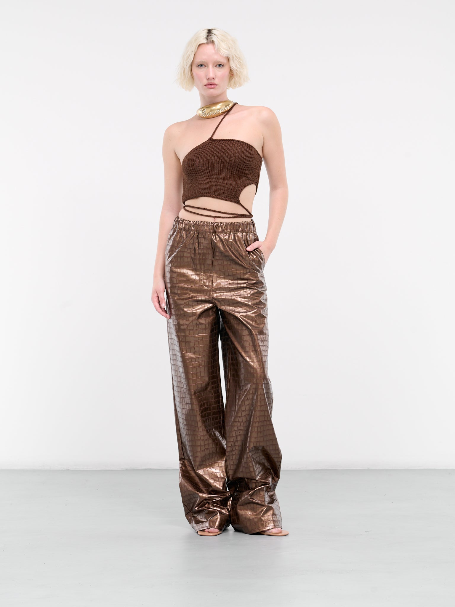 Embossed Elasticated Trousers (UN-PANT-BRON-01-BRONZE)