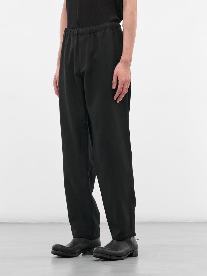 Black Wool Tapered Trousers (US2E4592-BLACK)