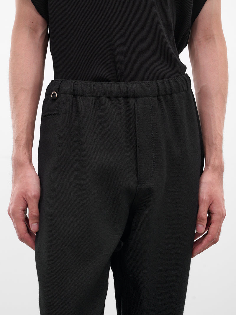 Black Wool Tapered Trousers (US2E4592-BLACK)