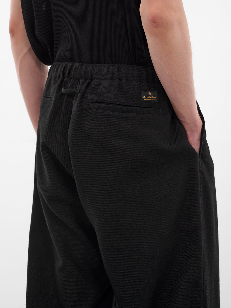 Black Wool Tapered Trousers (US2E4592-BLACK)