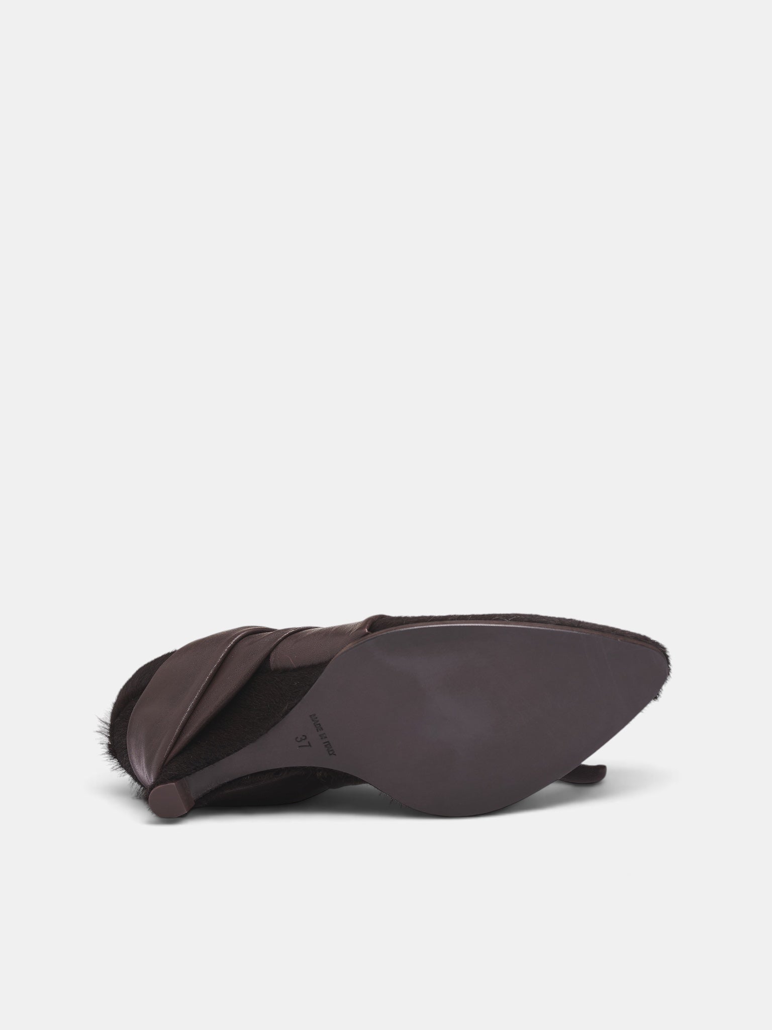 Brown Leather Bow Heeled Mule(US9054-UW600-BROWN)
