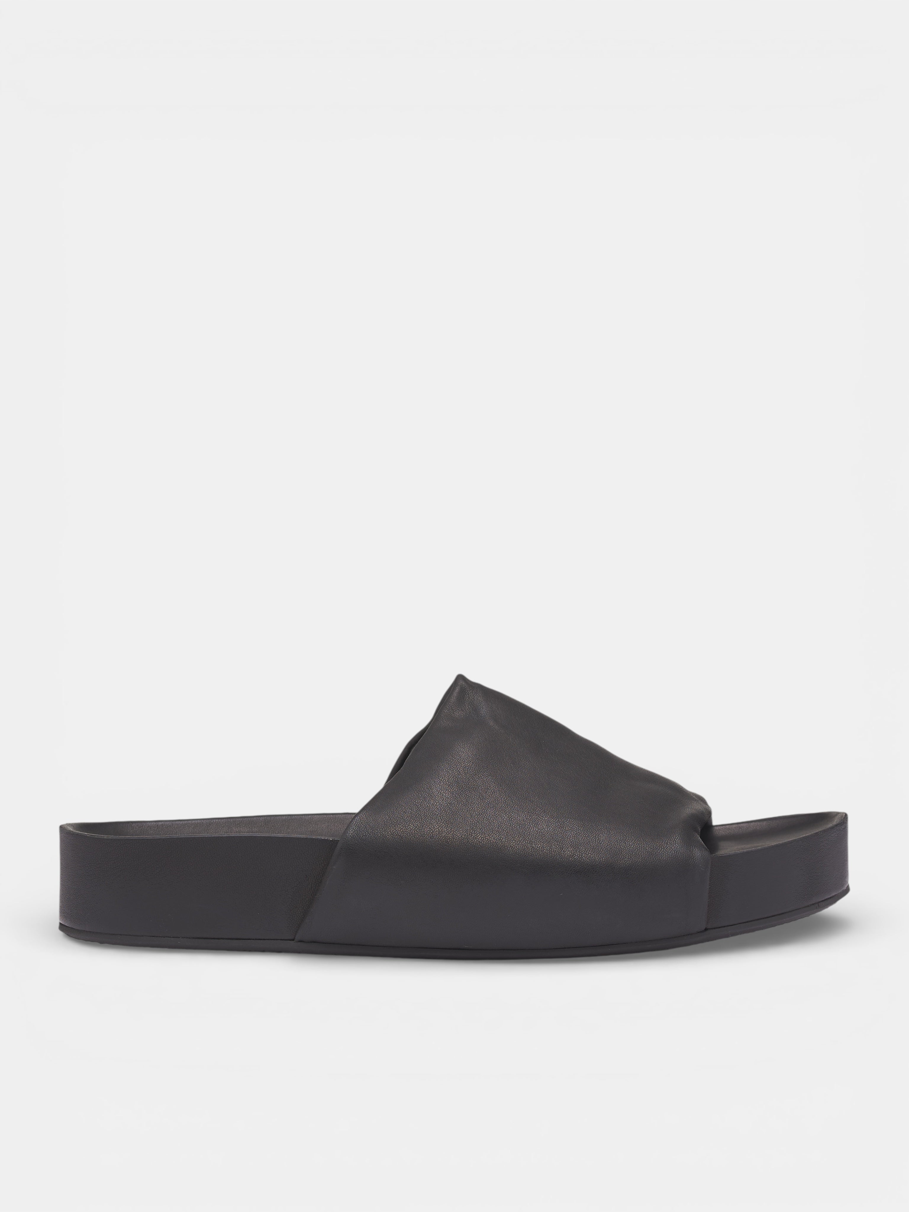 Black Leather Slide Sandals (US9574-UW900-BLACK)
