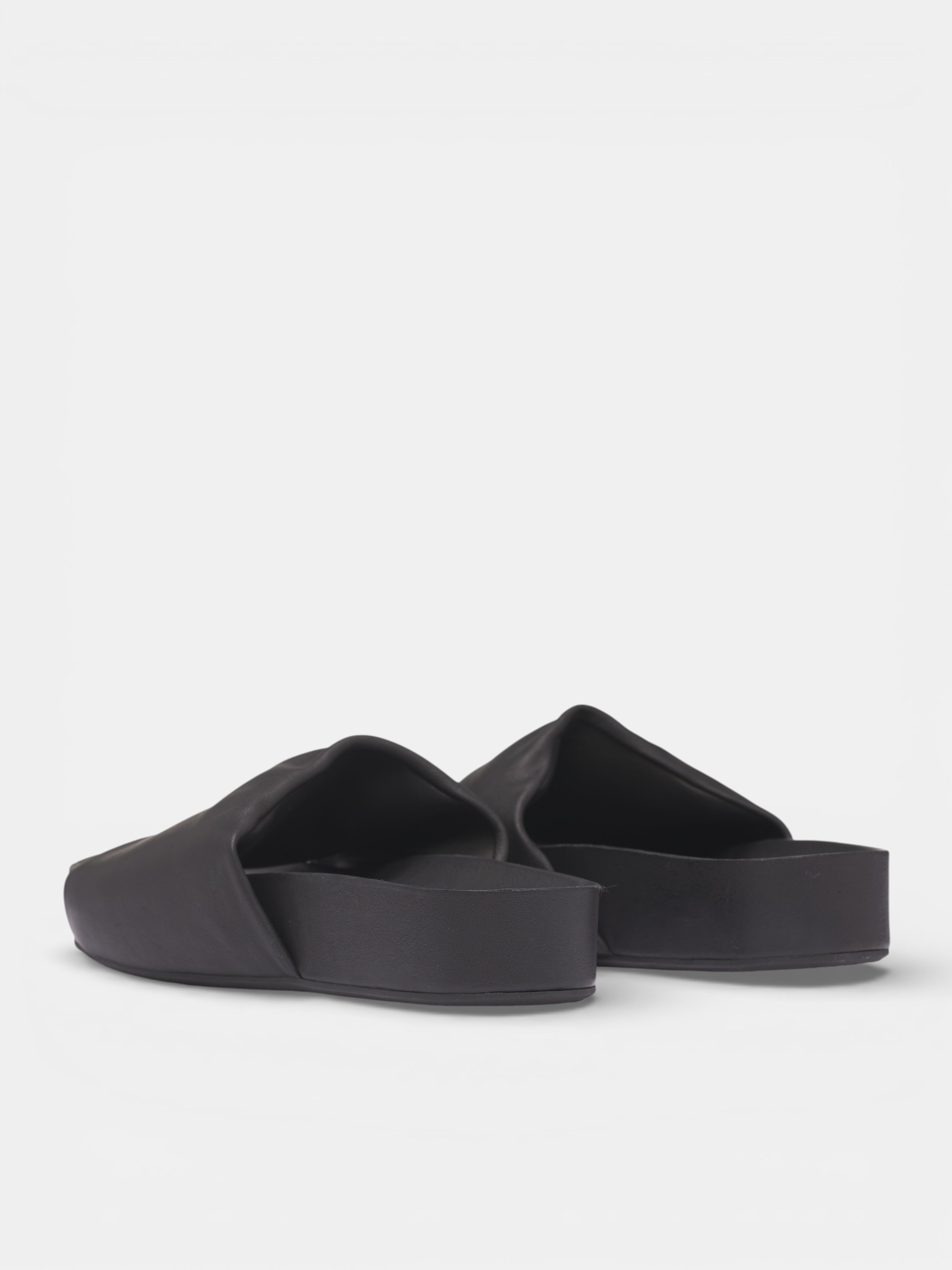 Black Leather Slide Sandals (US9574-UW900-BLACK)