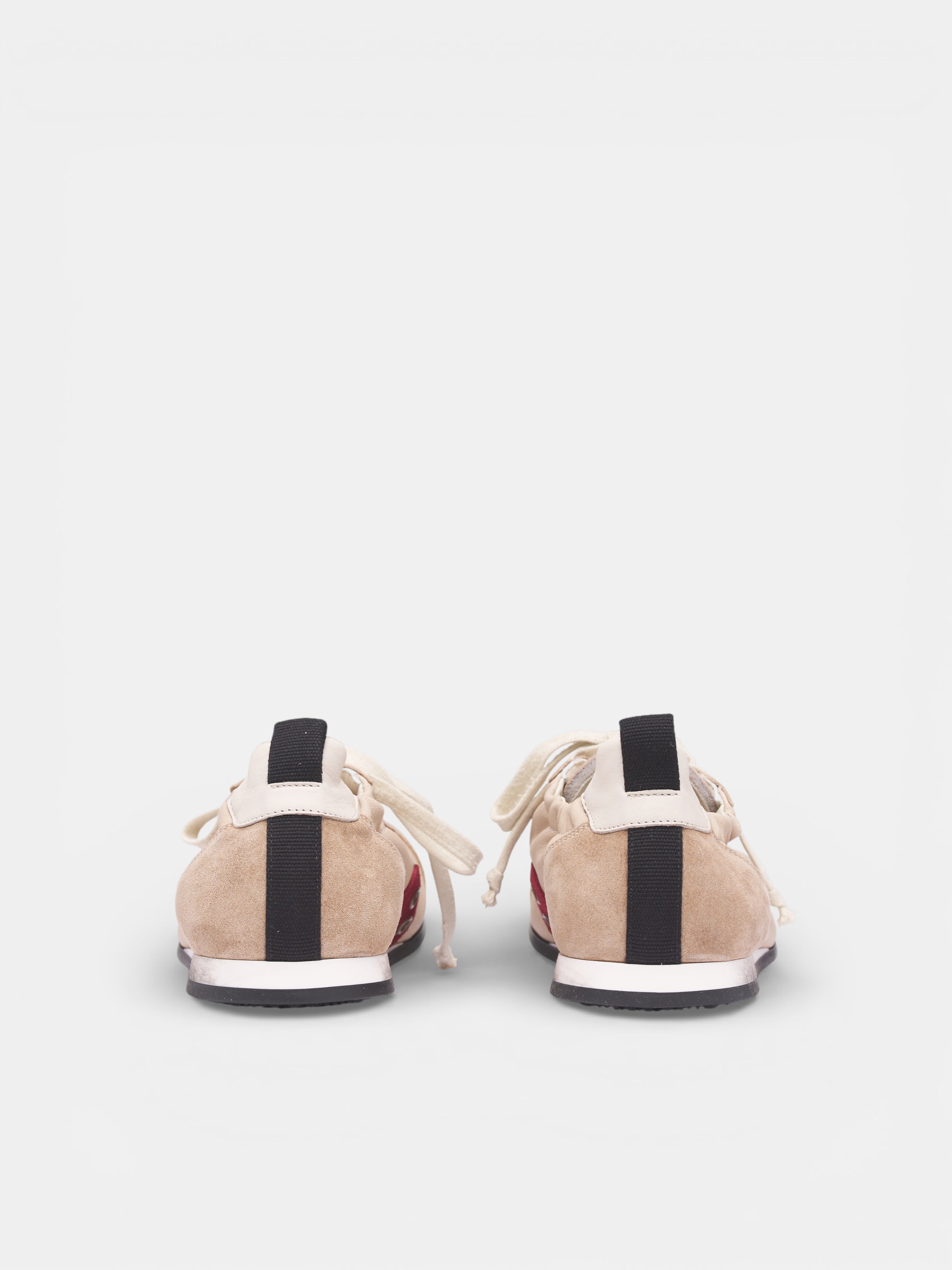White Leather & Suede Low Sneakers (US9587-UW102-DIRTY-WHITE)