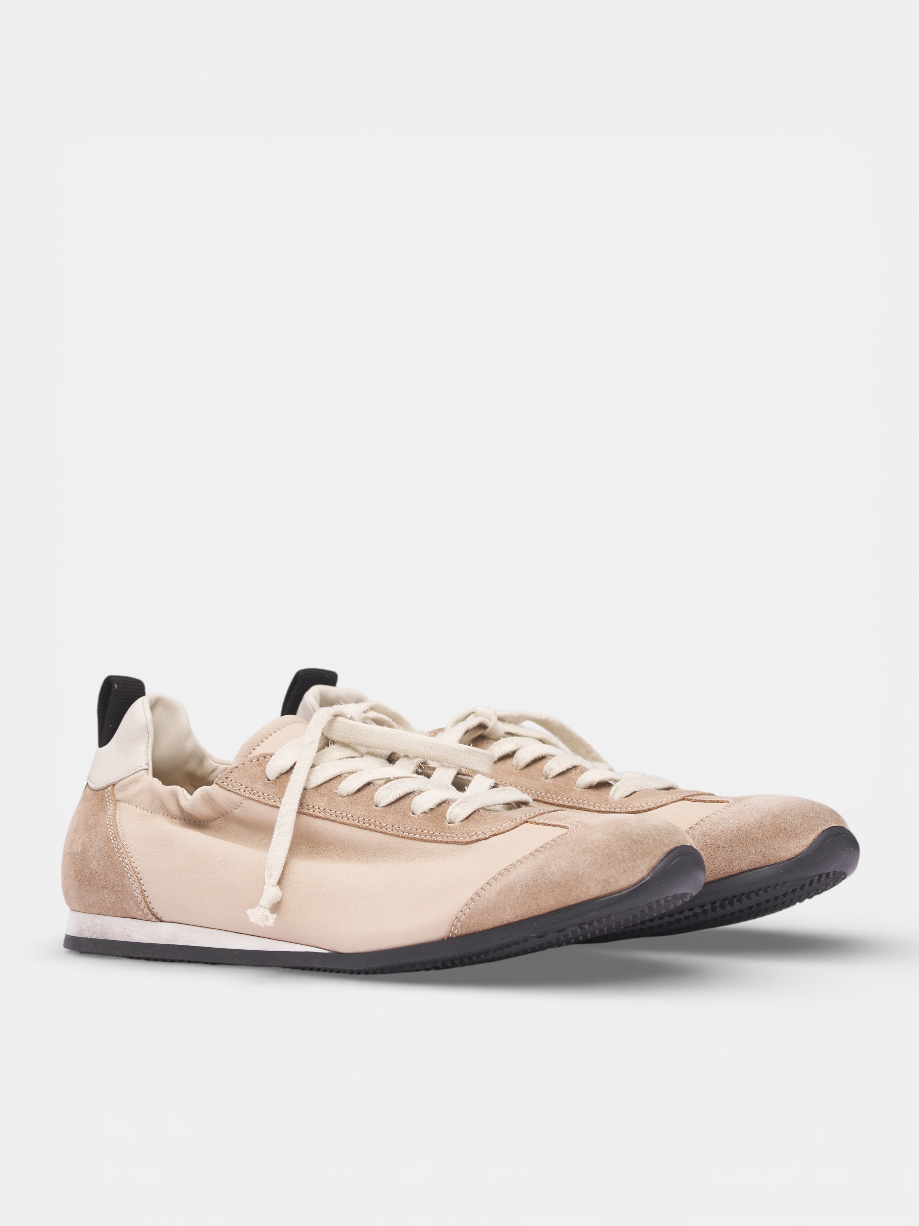 White Leather & Suede Low Sneakers (US9587-UW102-DIRTY-WHITE)