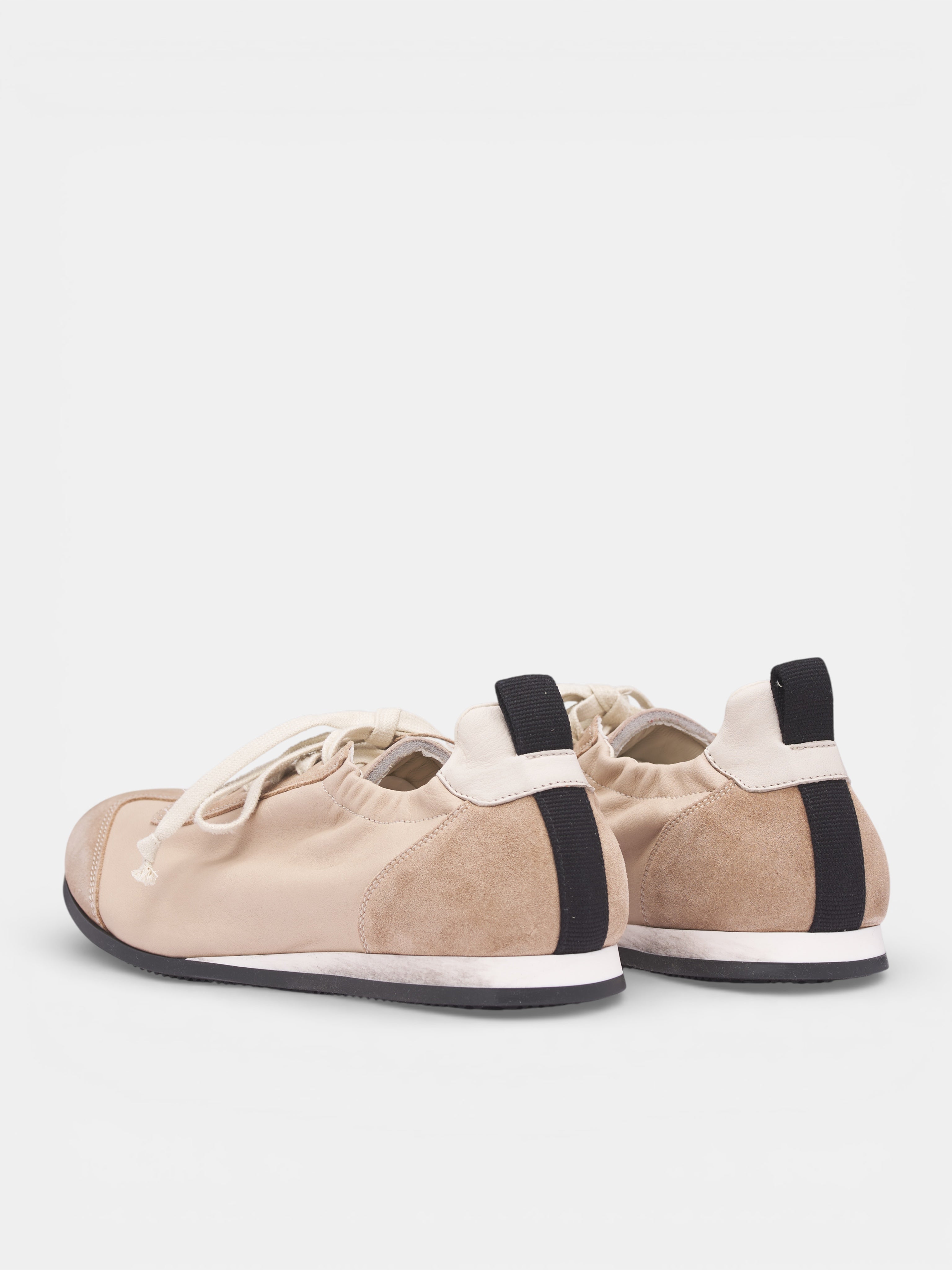 White Leather & Suede Low Sneakers (US9587-UW102-DIRTY-WHITE)