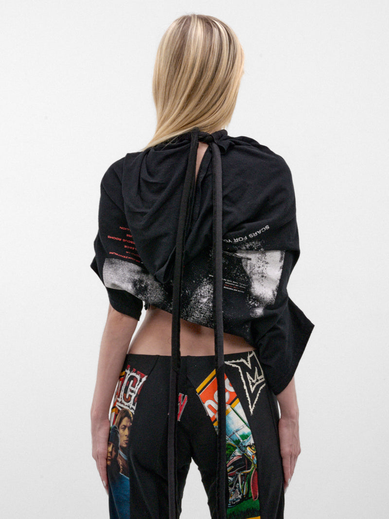 Black Cropped Drape Graphic Top (USD-TS-TOP-BLACK)