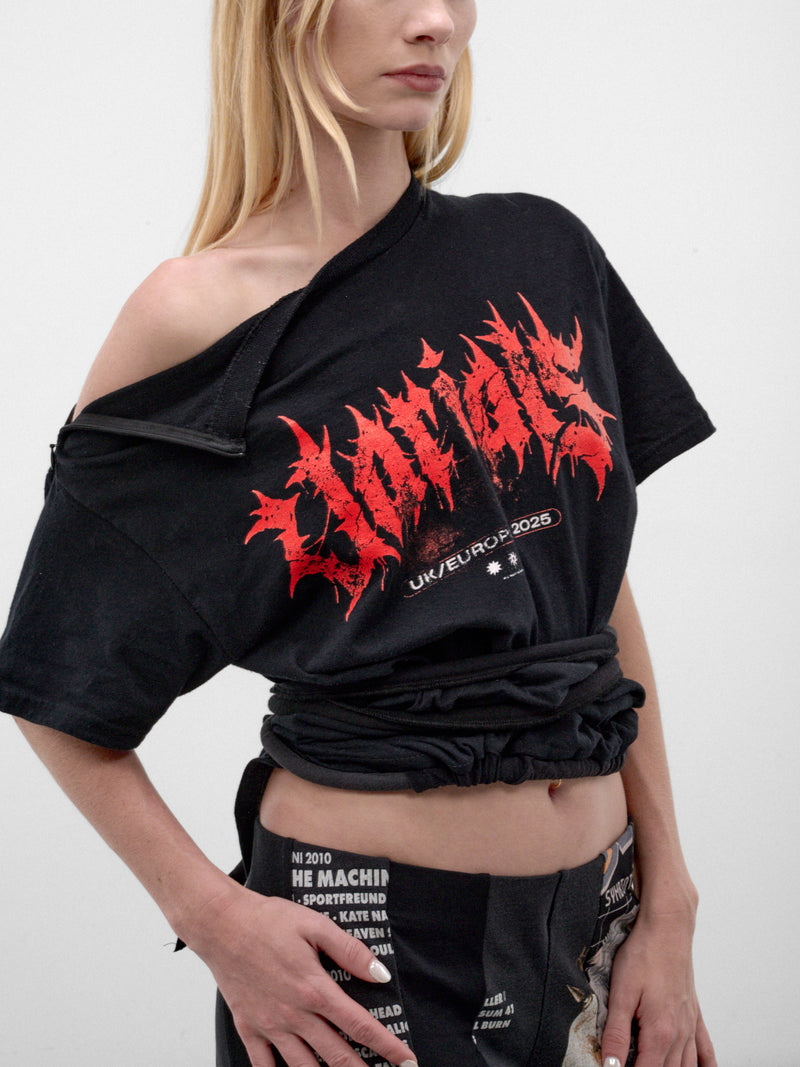 Black Cropped Drape Graphic Top (USD-TS-TOP-BLACK)