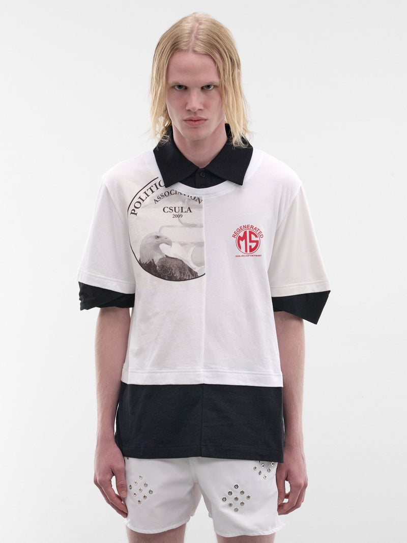 White Upcycled Layered Polo Tee (UTO101AUJER0003-WH10-WHITE)