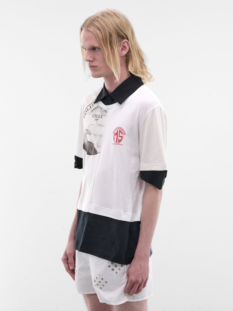 White Upcycled Layered Polo Tee (UTO101AUJER0003-WH10-WHITE)