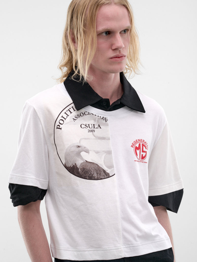 White Upcycled Layered Polo Tee (UTO101AUJER0003-WH10-WHITE)