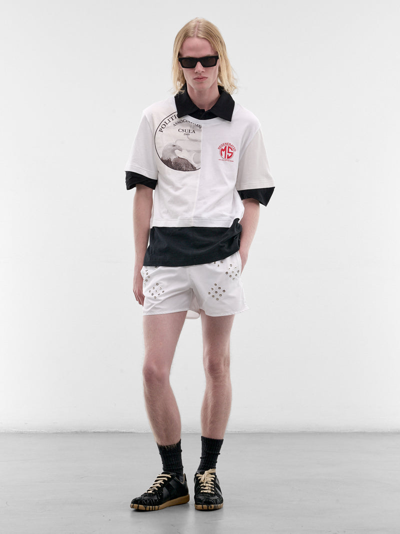 White Upcycled Layered Polo Tee (UTO101AUJER0003-WH10-WHITE)