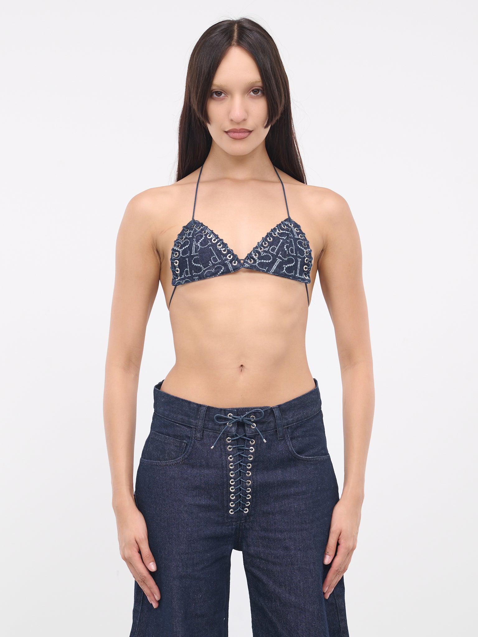Monogram Bikini Top (UW002WDEN002-INDIGO-MONOGRAM)