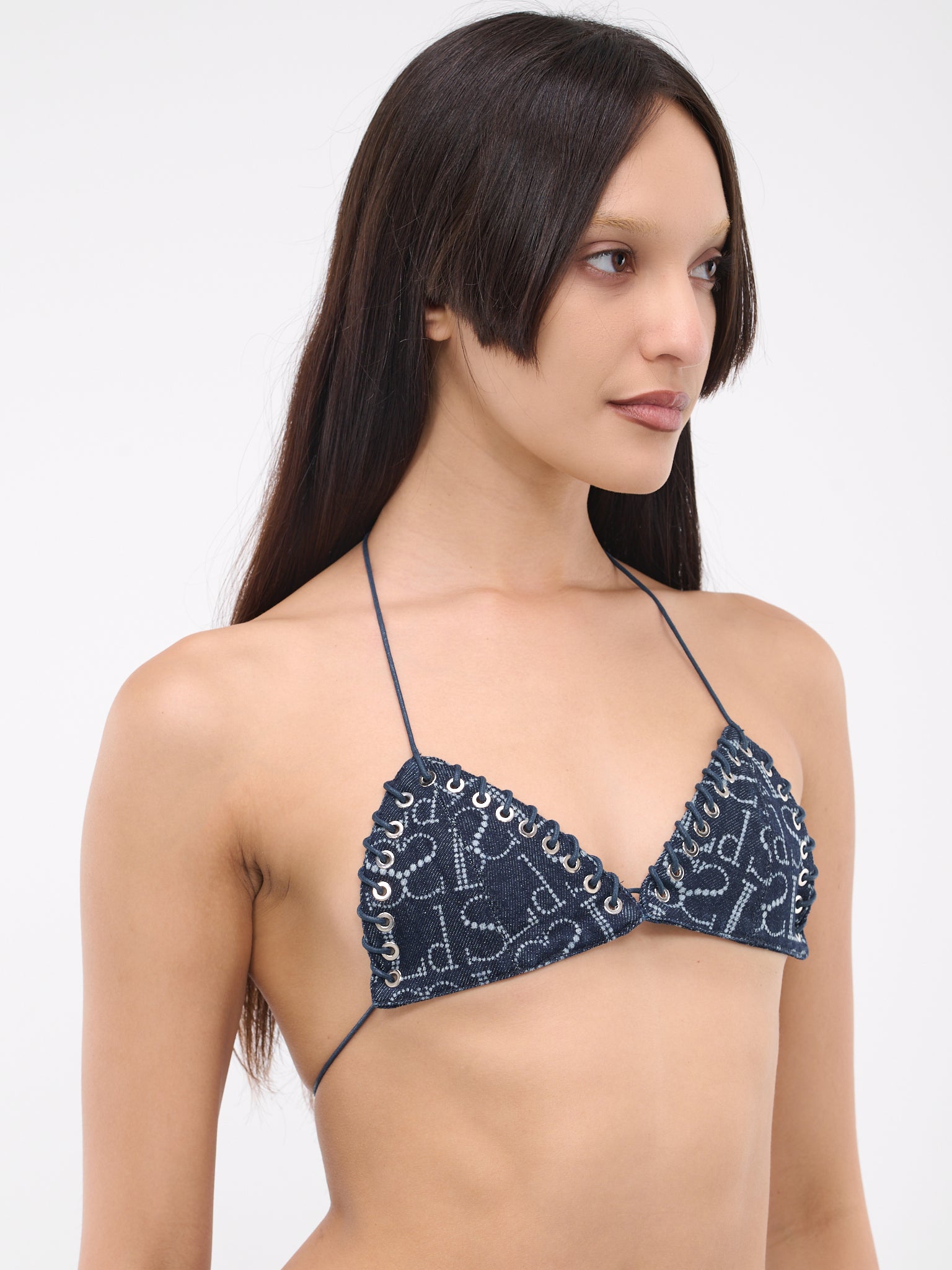 Monogram Bikini Top (UW002WDEN002-INDIGO-MONOGRAM)