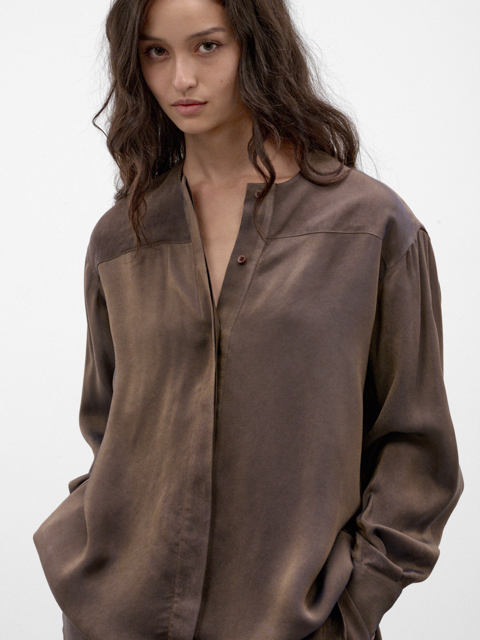 Gray Buttoned Shirt (UW1002-TAFEE-GREY-BROWN)