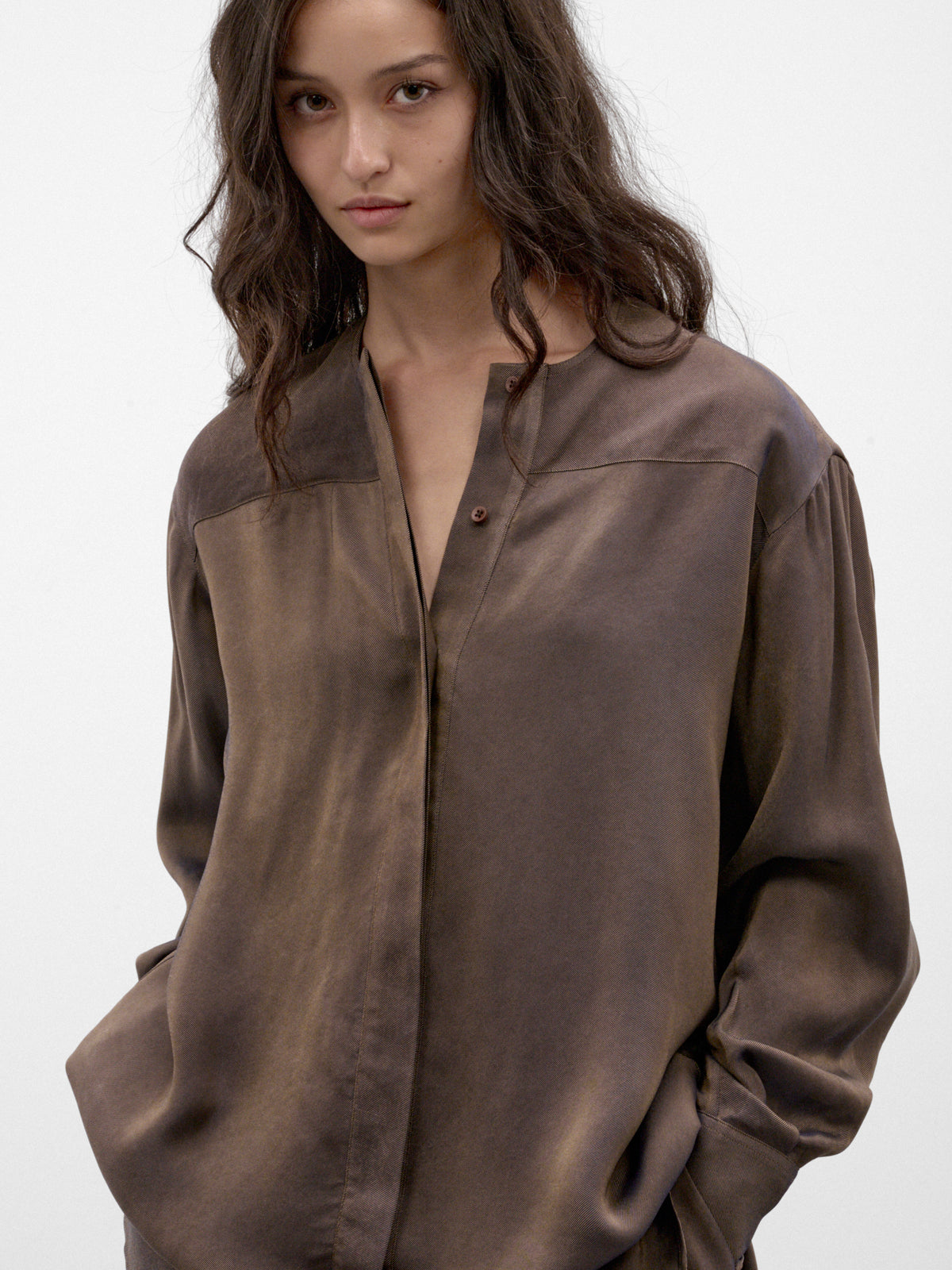 Gray Buttoned Shirt (UW1002-TAFEE-GREY-BROWN)