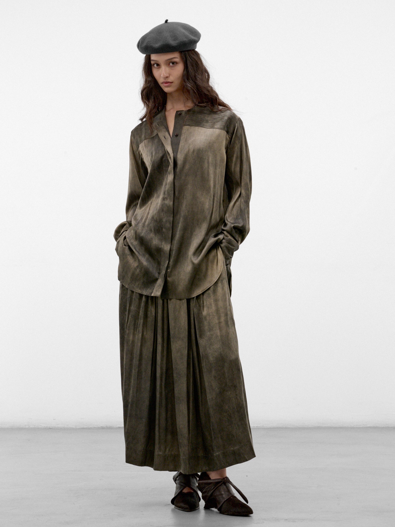 Gray Printed Buttoned Shirt (UW1004-TAFEE-DARK-GREY)
