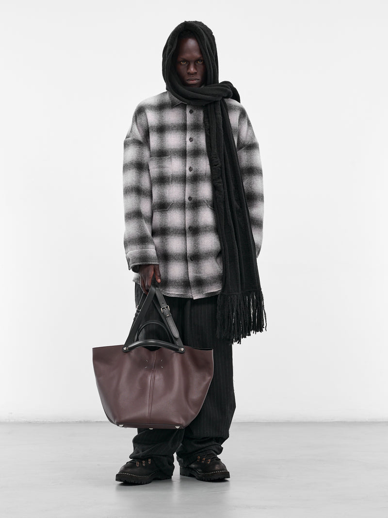 Gray Tartan Wool Button-Up Shirt (UW11F25-BLACK)