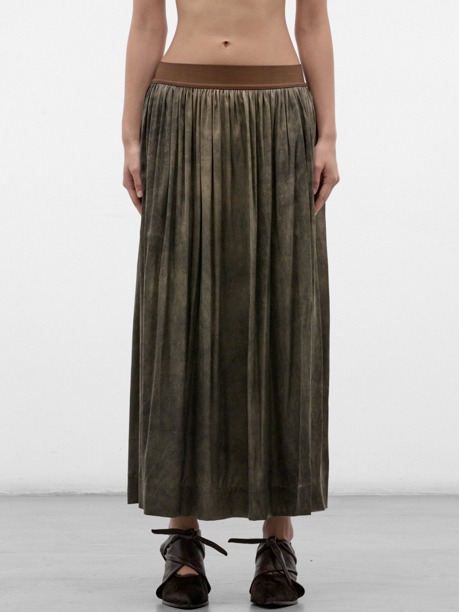 Gray Pleated Midi Skirt (UW2003-GILLIAN-DARK-GREY)
