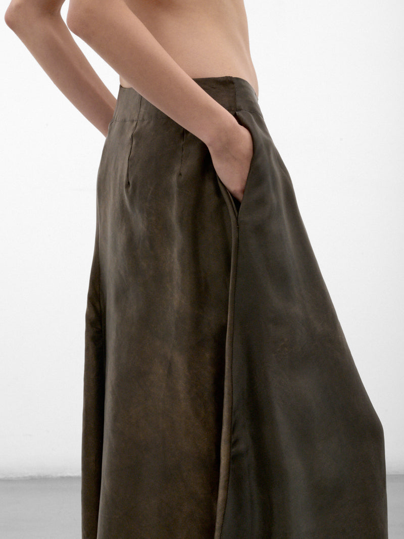 Gray Asymmetric Layered Midi Skirt (UW2011-GLUE-GREY-BROWN)