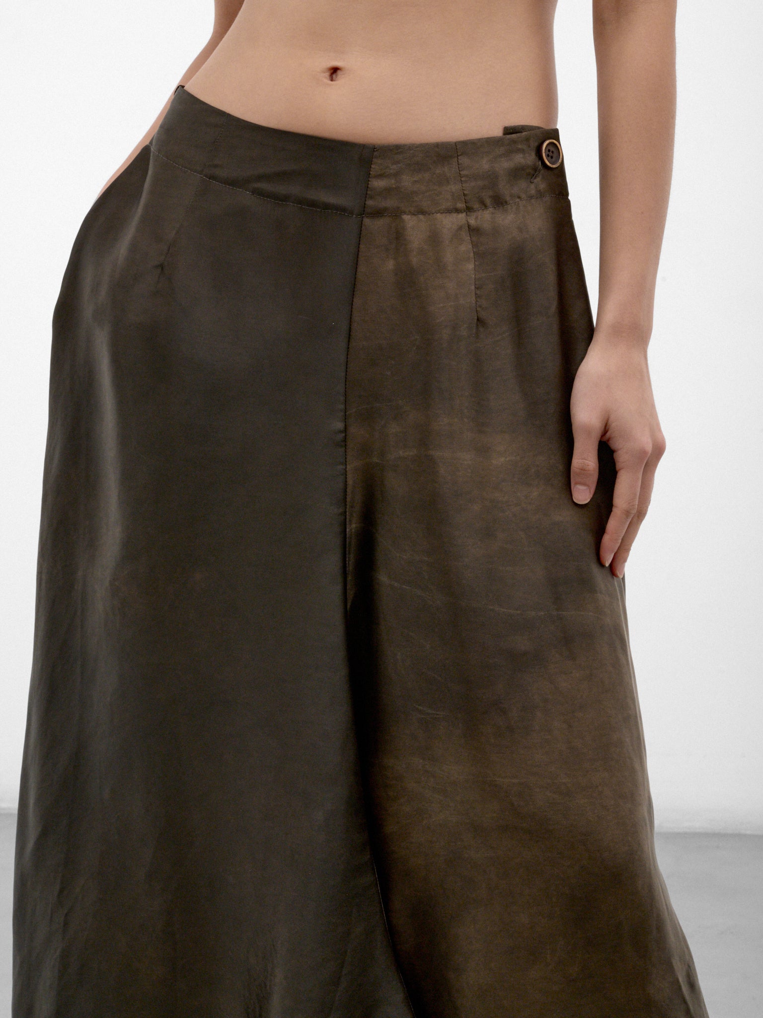 Gray Asymmetric Layered Midi Skirt (UW2011-GLUE-GREY-BROWN)