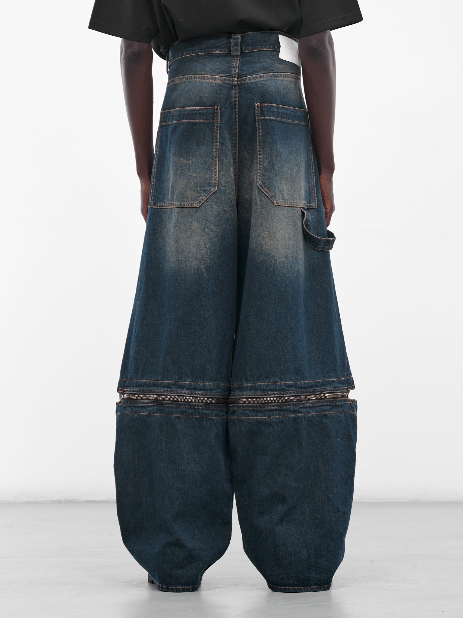 Baggy Tartan Panel Denim Jeans (UW23DF25-DENIM)