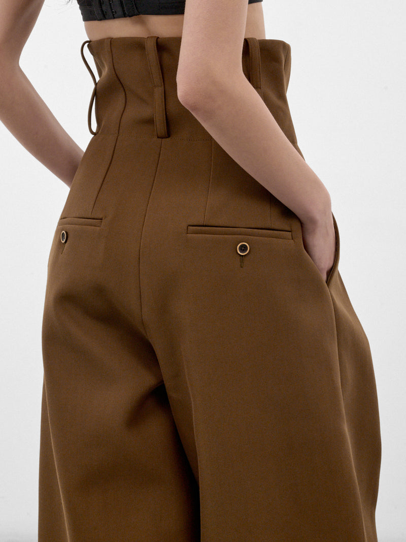 Mustard Wide Pleated Trousers (UW3027-POLY-DARK-MUSTARD)