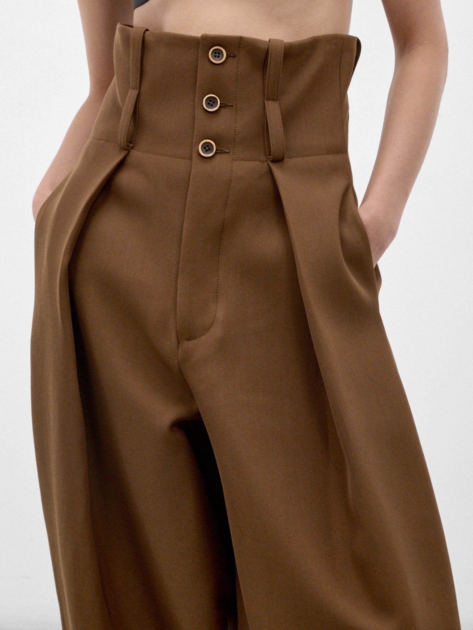 Mustard Wide Pleated Trousers (UW3027-POLY-DARK-MUSTARD)