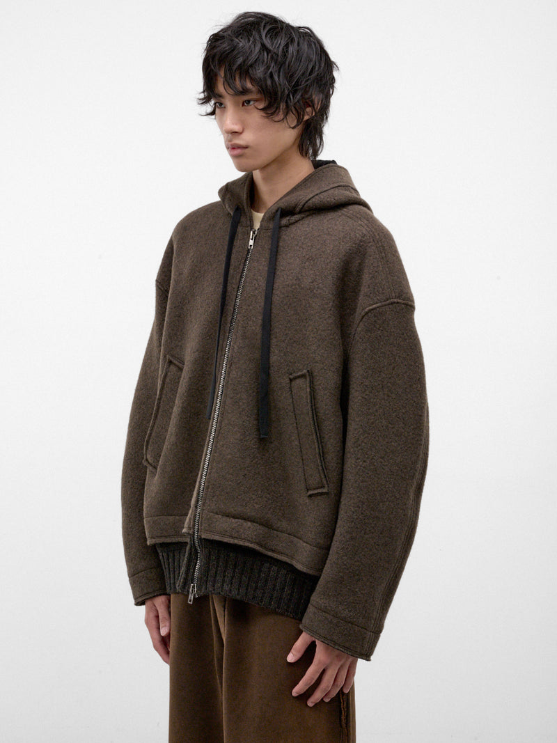 Military Green Wool Zip Hoodie (UW31F26-MILITARY-GREEN)